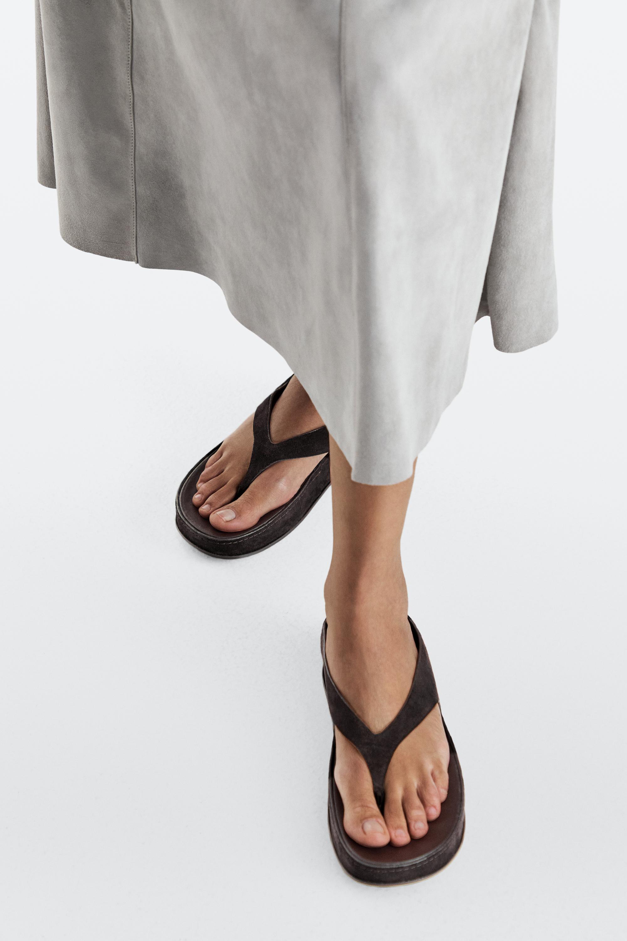 Sandale plateforme cuir